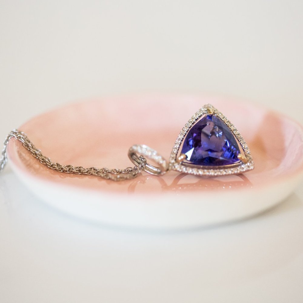 6.69 ct Tanzanite and .50 ct Diamond Pendant